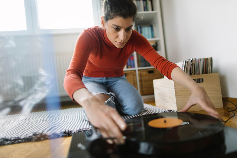 vinyl record on turntable