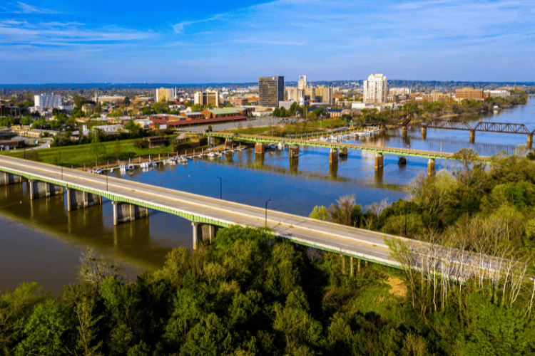 Drone shot of Augusta, GA